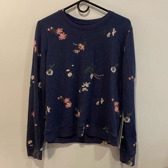 Lucky Brand Tops - Navy Blue w/ Pink/White Floral Design Top